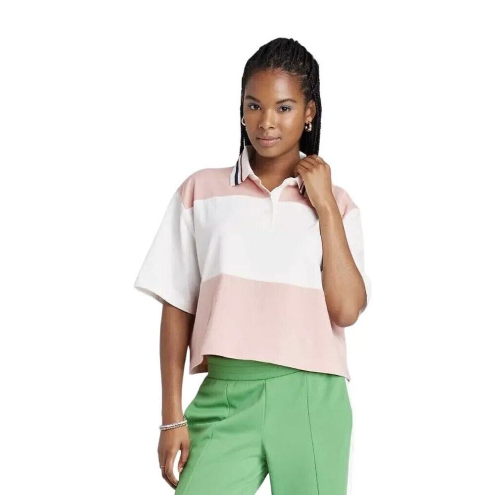 Wild Fable  Short Sleeve Rugby Shirt Pink Women's XXL NWT